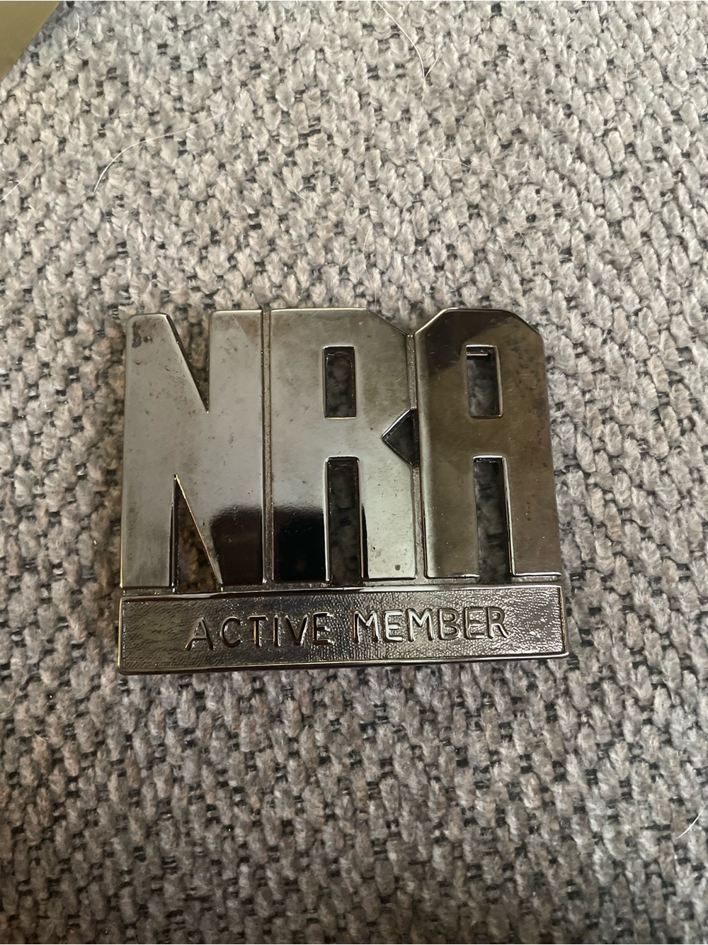 Vintage NRA Active Member Silver-Tone Belt Buckle